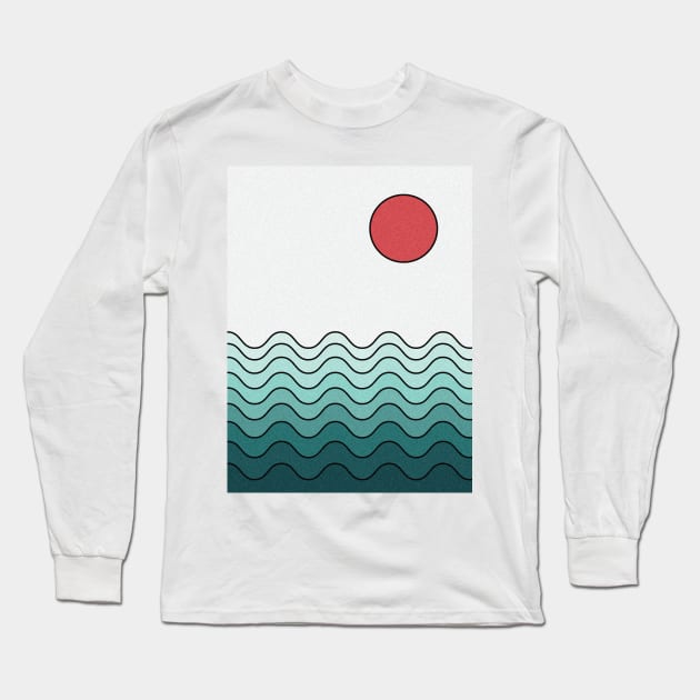 Red sun and the ocean Long Sleeve T-Shirt by Liam Warr